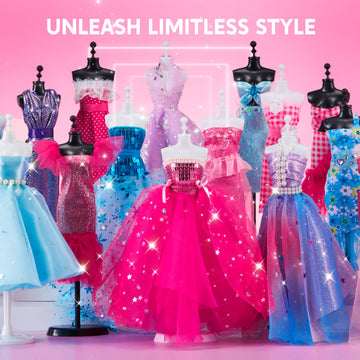 Klever Kits 400+PCS Fashion Design Crafts for Kids, Art and Crafts, DIY Sewing Kits with 3 Mannequins for Girls Aged 8-12, Birth