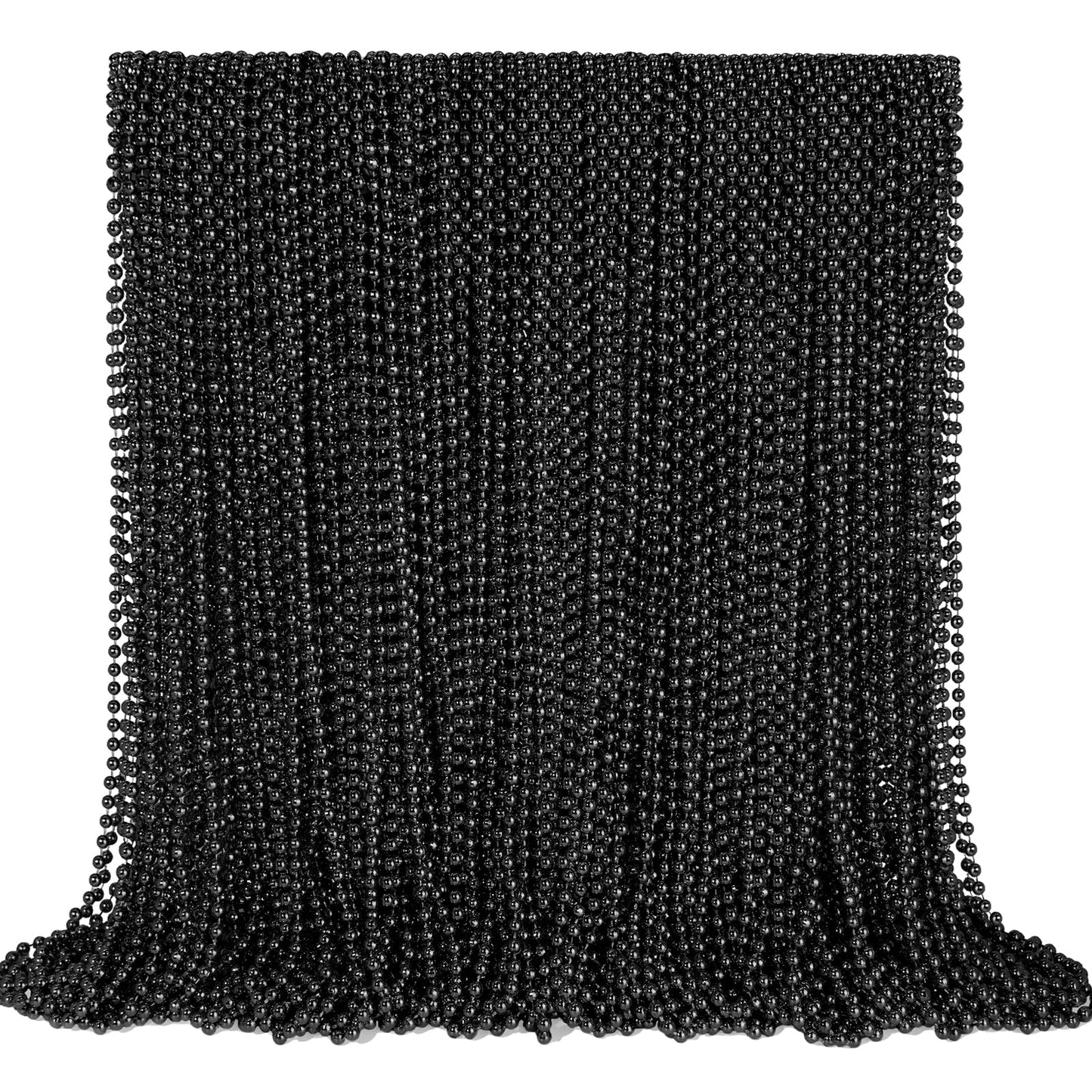 YAXINRUI 144 PCS Black Bead Necklaces, Black Mardi Gras Beads, Halloween Beads Necklaces, New Year Eve Necklaces, 33 Inch Black