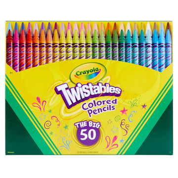 Crayola Twistables Colored Pencil Set, 50ct Multicolored No Sharpen Pencils for Kids, Perfect for Coloring Books and Easter Baskets