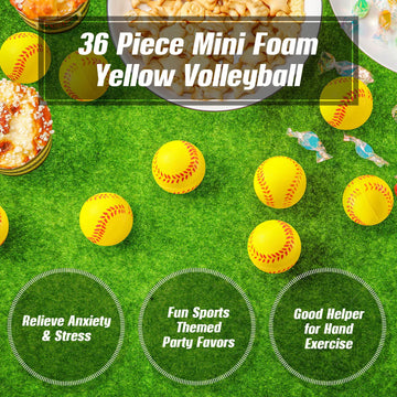 36 Pieces Mini Softball Stress Ball Baseball Sports Foam Squeeze Balls Party Favor Tiny Baseball Toys For Stress Anxiety Relief Team Party Bag Gift Fillers School Carnival Reward Ball Games(Yellow)