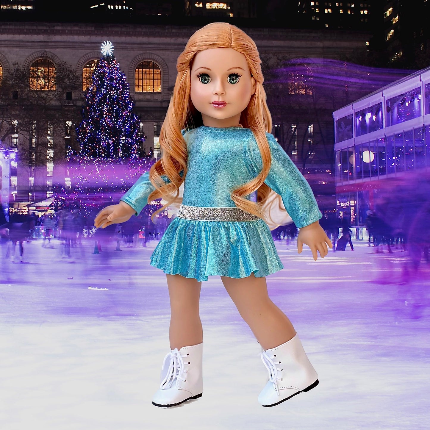 Super Skater - 18 Inch Doll Clothes - 2 Complete Ice Skating Outfits - 5 Pieces - Leotard, Skirt, Pants, Jacket, And 1 Pair Of Skates (Dolls Not Included)