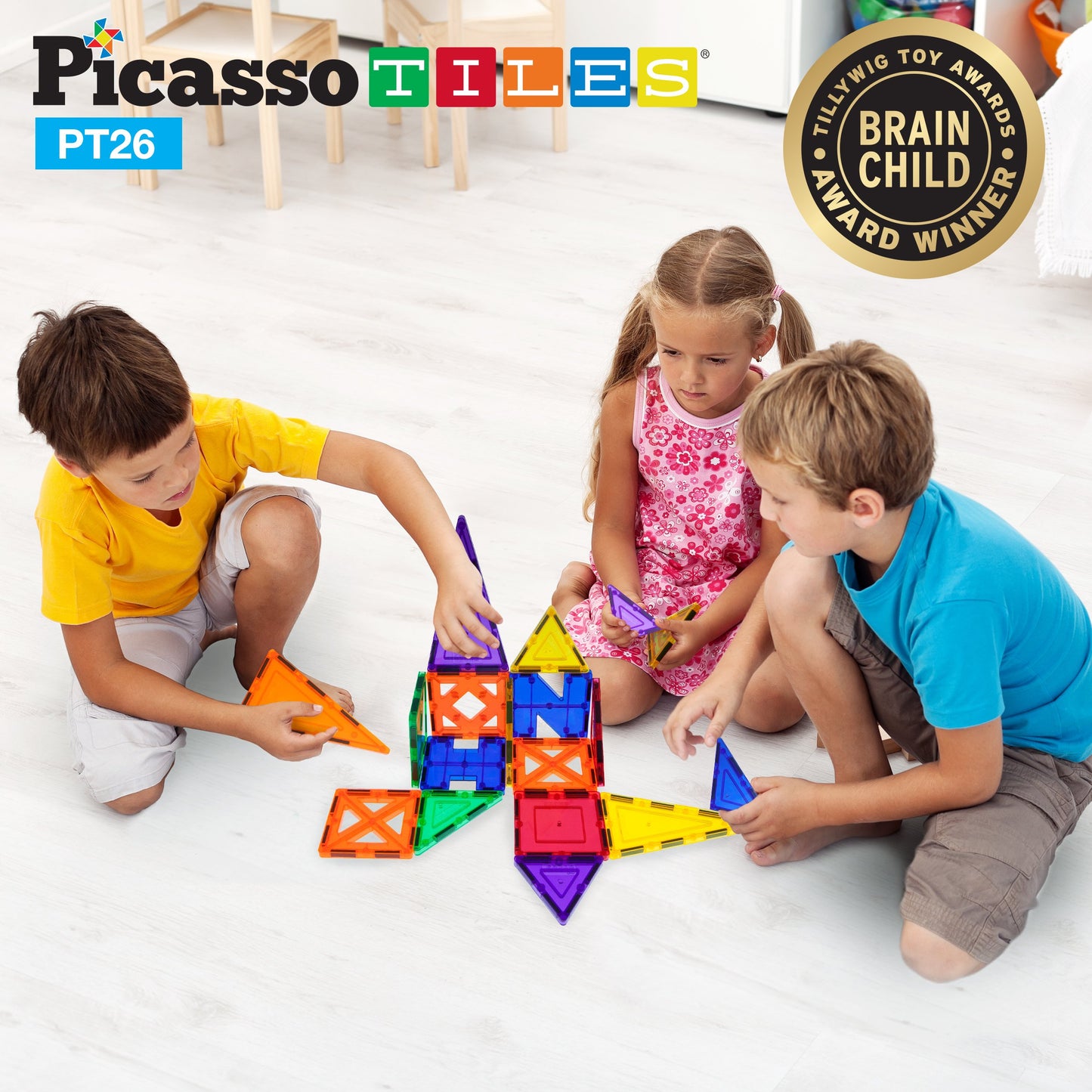 Picassotiles Building Blocks Inspirational Kit 3D Building Construction Toys Clear Magnetic Stacking Set Stem Playboards Magnet