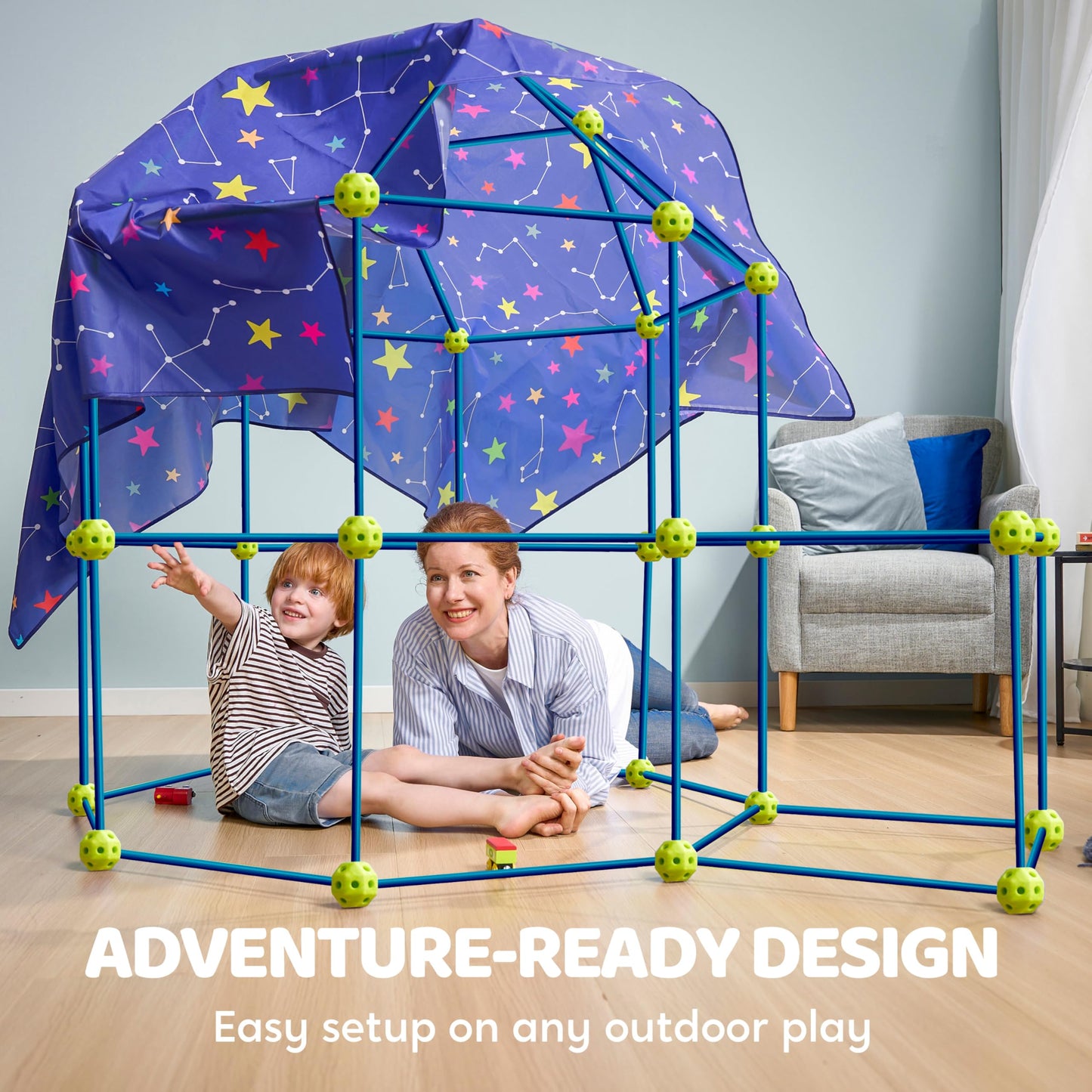 Syncfun Fort Building Kit For Kids, Stem Creative Construction Toy With Starry Night Cloth, Storage Bag For Indoor & Outdoors Ac