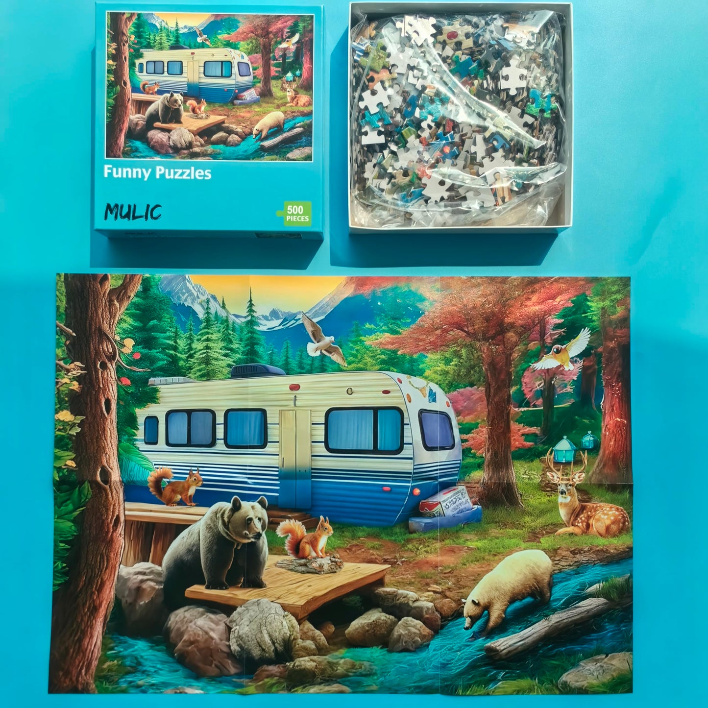 500 Piece Puzzles For Adults - Difficult Jigsaw Puzzles For Adults Challenging - Forest Bear Adventure