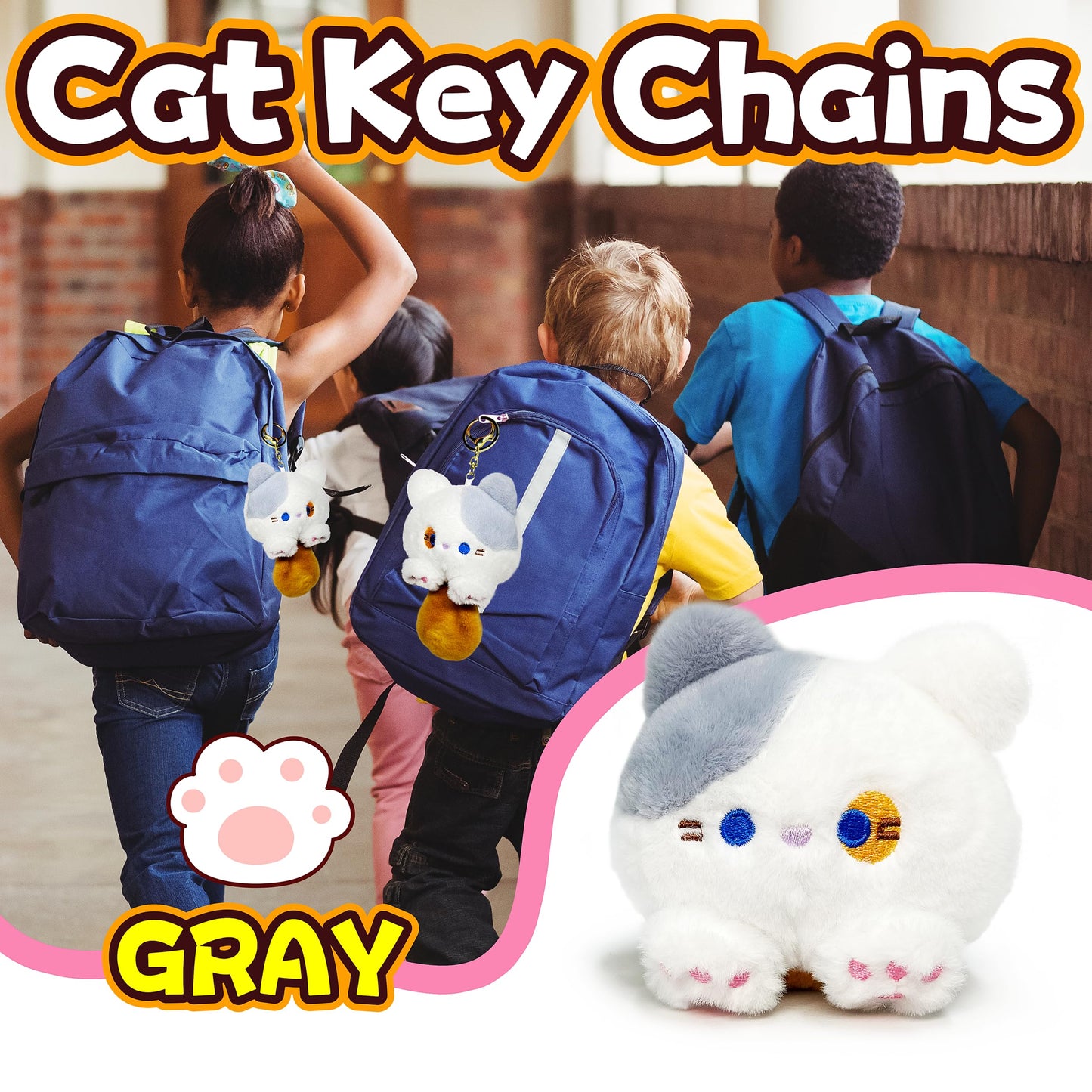 Gray Cat Stuffed Animals For Kids And Adults, Mini Plush Toys Key Chain, Cuddly Cats Plush Toy For Girls And Boys, Birthday Gift