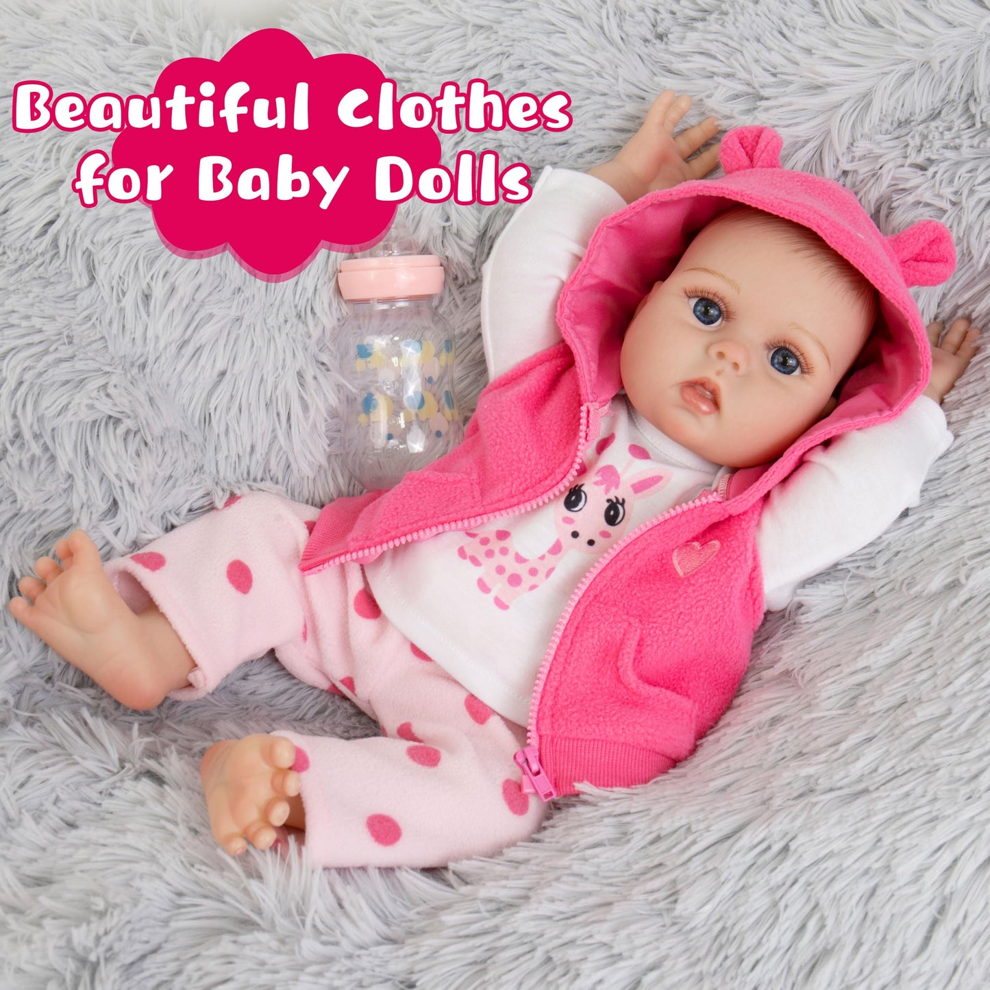 Reborn Baby Doll Clothes - Outfit Accessories For 20-24 Inch Realistic Newborn Toy Dolls, 5 Piece Set