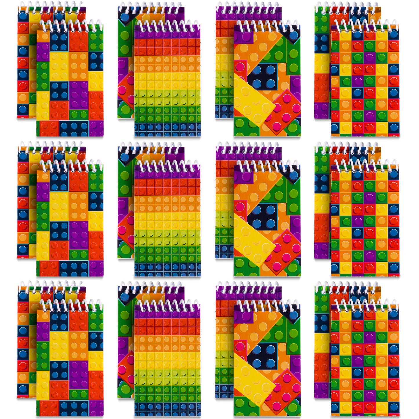 Mini Building Block Notebooks (Bulk Of 32) Spiral Notepads In Assorted Brick Styles, In Kids Pocket Size, For Birthday Party Favors, Goodie Bag Stuffers, Children Classroom Rewards, By Bedwina
