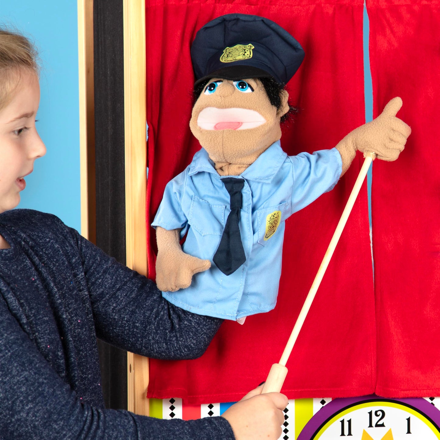 Melissa & Doug Puppet Set - Police Officer & Firefighter, Fabric, Brown, Model 8096