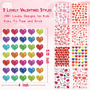 Linaye Valentines Heart Stickers For Kids - 3000Pcs Cute Valentines Day Stickers 72 Sheets Love Stickers For Cards Envelopes Cra