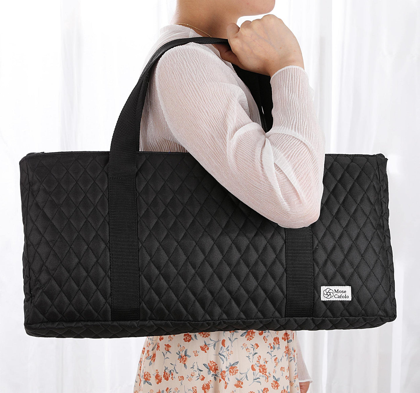 Mose Cafolo American Mahjong Game Set - 166 Premium Tiles, Black Quilted Bag, 20"x9"x5", Includes Racks & Pushers, English Manual