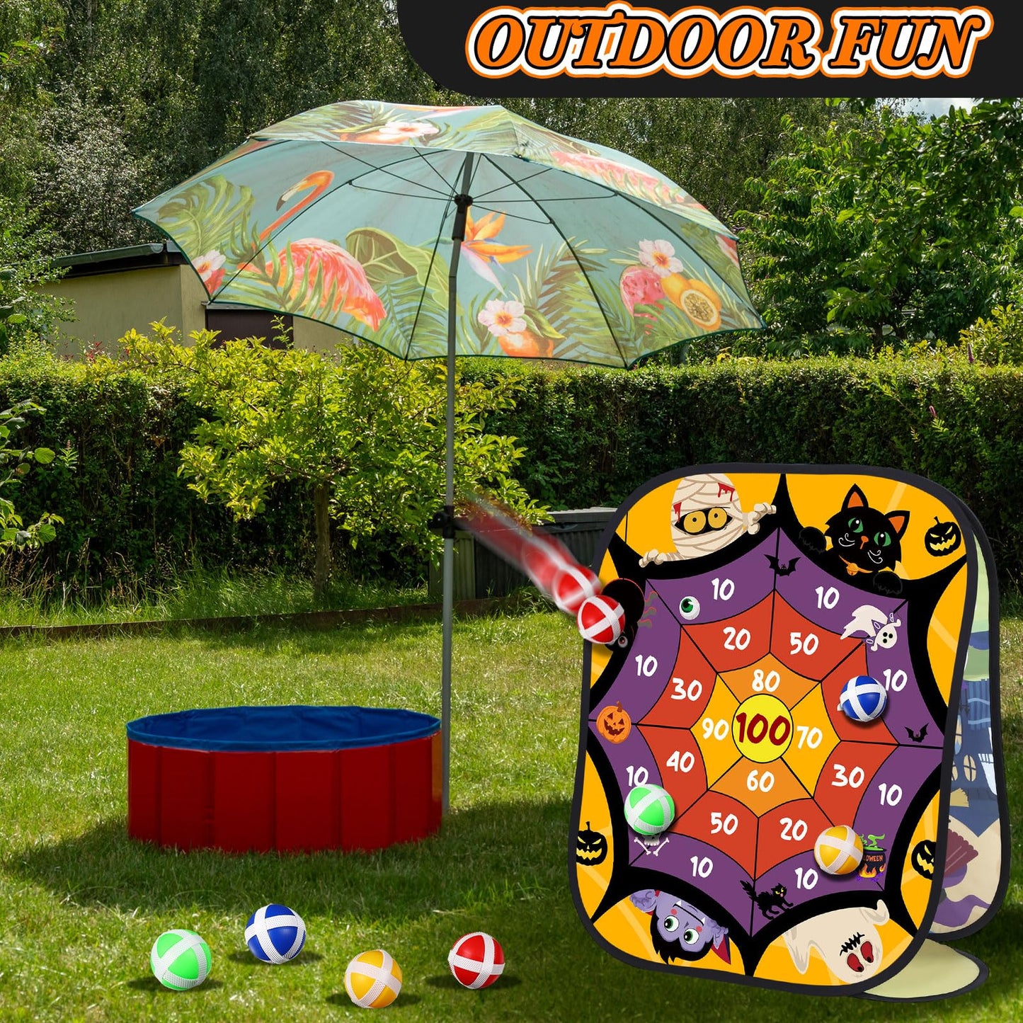 Blosssound Halloween Bean Bag Toss Games Set Double-Sided Foldable Dart Board With Sticky Balls Halloween Party Games For Family