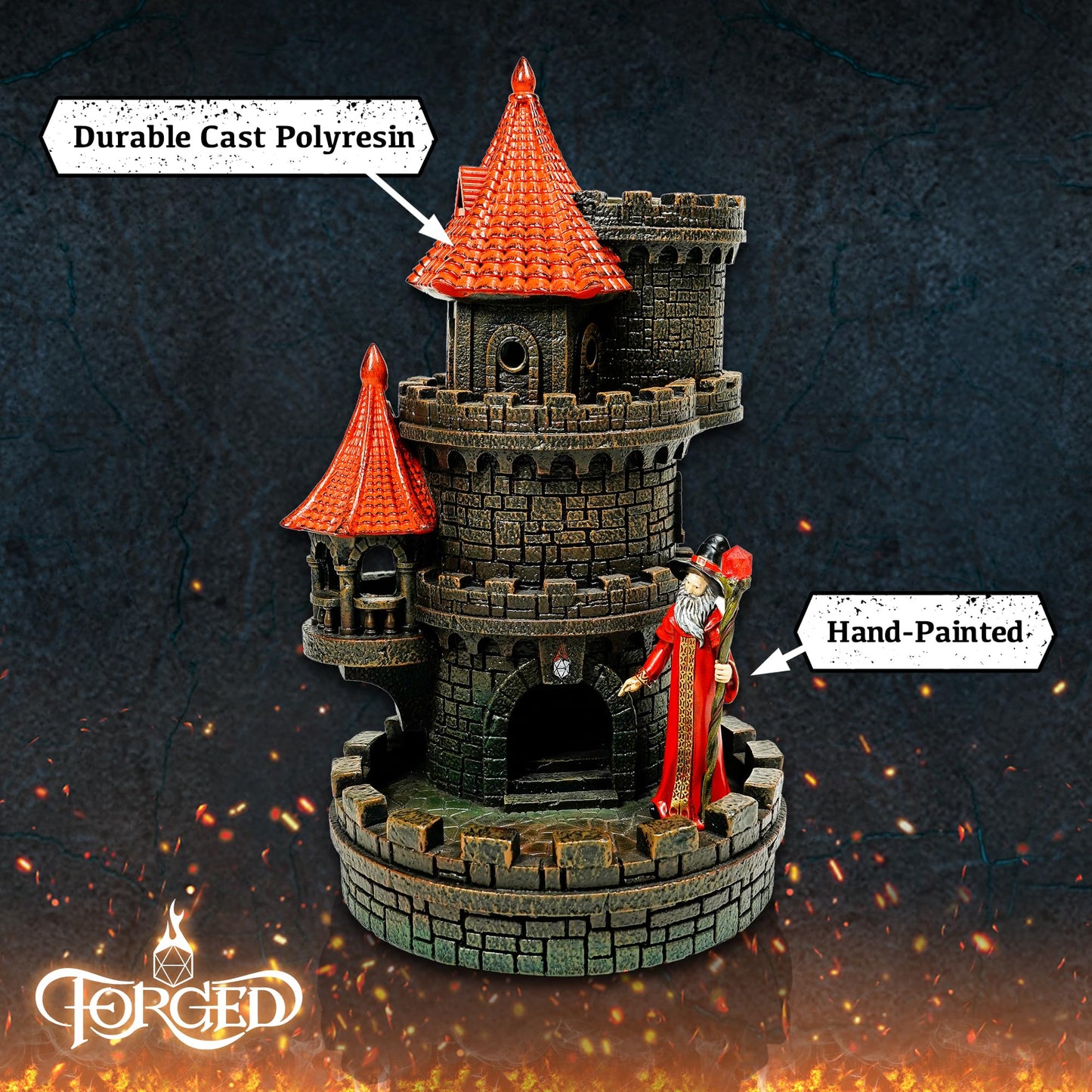 Forged Dice Co. Wizard'S Castle Dice Tower - Hand Painted - Fits Dungeons And Dragons Dice - Red