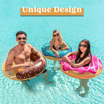 Joyin Donut Pool Float With Glitters 32.5” (3 Pack), Funny Tube Toys For Swimming Pool Party And Donut Party Supplies