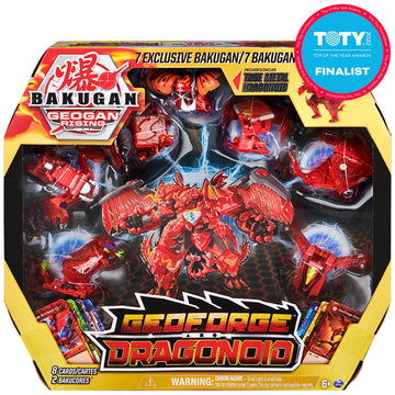Bakugan GeoForge Dragonoid 7-in-1 Includes limited availability True Metal Dragonoid and 6 Geogan Collectibles Kids Toys for Boys