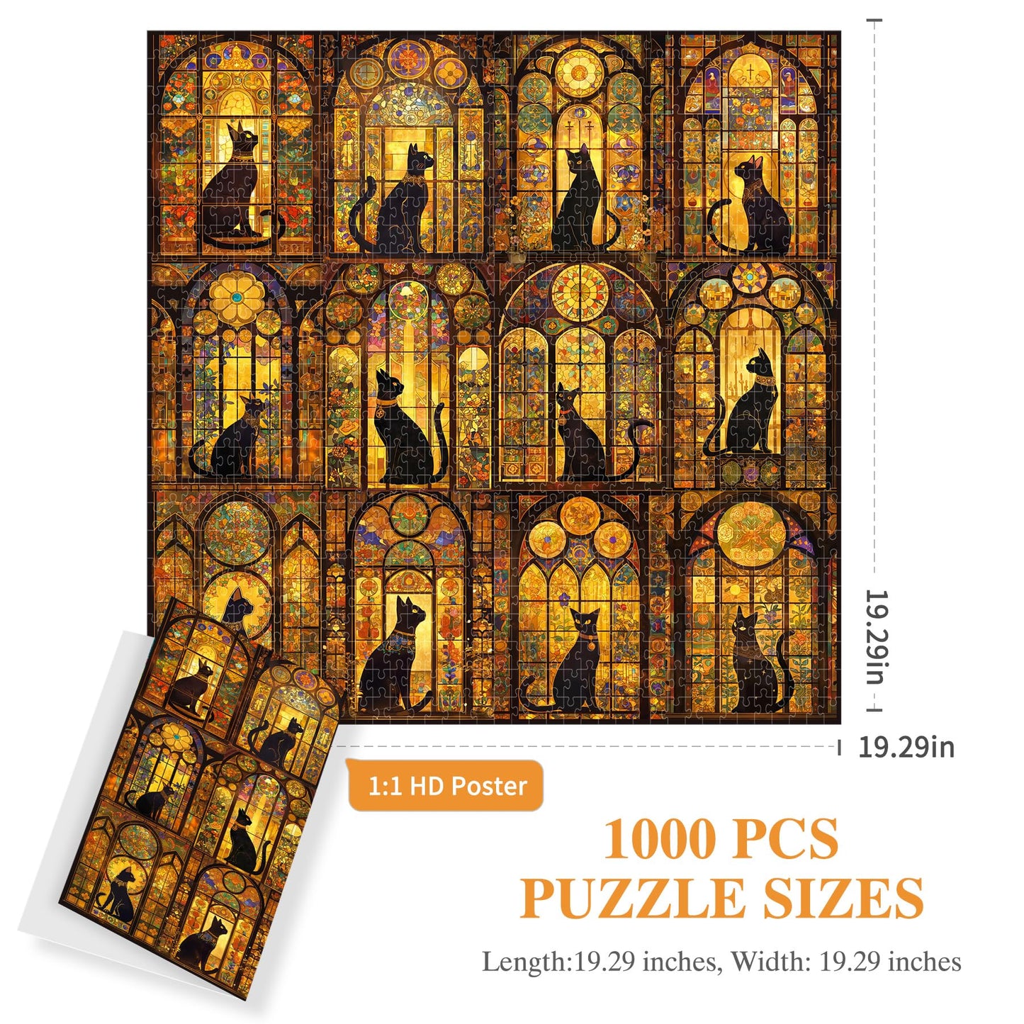 ALL4JIG Cats Fun Jigsaw Puzzles for Adults and Kids, 1000 Pieces, Christmas Secret Santa Gift, White Elephant Gifts, Number Part