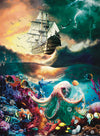 enhanced 1000 Piece Jigsaw Puzzle for mature-themeds -27x20 Unique Marine Artwork Pirate shipoctopus Puzzle - Unique Brain Teaser Difficult and Challenge Large Puzzle Game Toys Gift