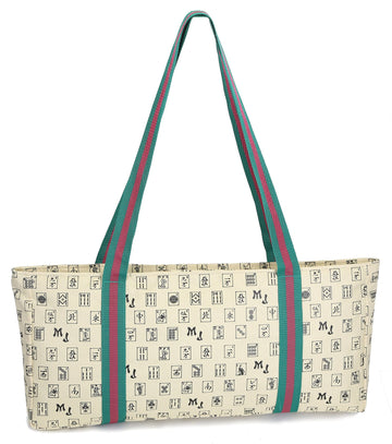 Beige Mahjong Designer Logo Soft Replacement Case, includes two matching wraps and a bonus bag, (Replacement Soft Case Only - ti