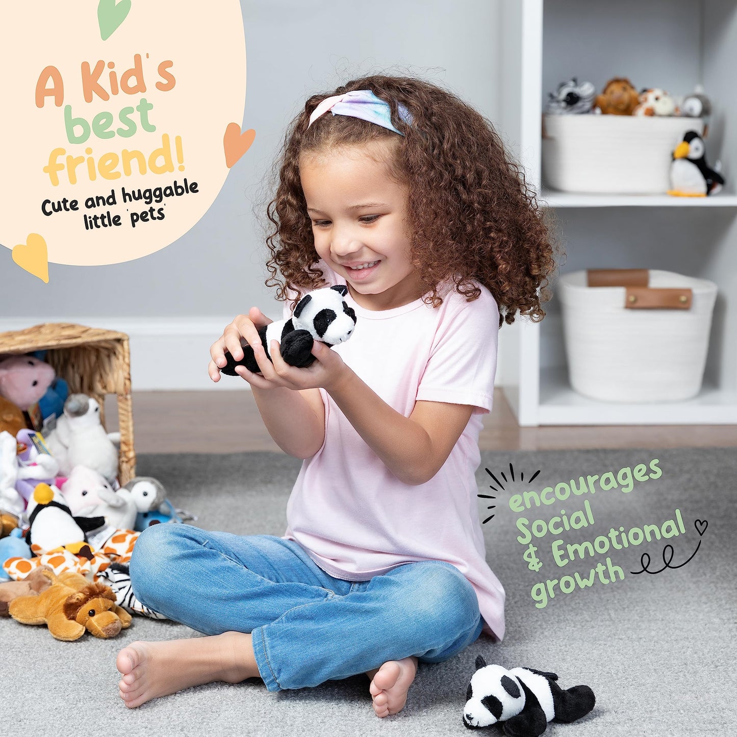Forest & Twelfth Stuffed Panda, Single Mini Stuffed Animal Plush Toy For Kids, Jungle Party Favors And Goody Bags, Classroom Treasure Box Prizes, Stocking Stuffers (Panda)