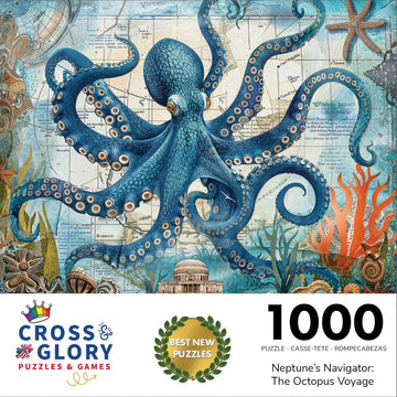 Cross & Glory 1000 Piece Jigsaw Puzzle - Neptune's Navigator, Ocean Exploration, Large Size, Satin Finish, Model CG-M-110