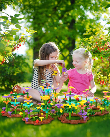 Funsland Flower Garden Building Toys For Girls: 322 Pcs Kids Gardening Kit Set Gifts For 3 4 5 6 7 Year Old Toddler