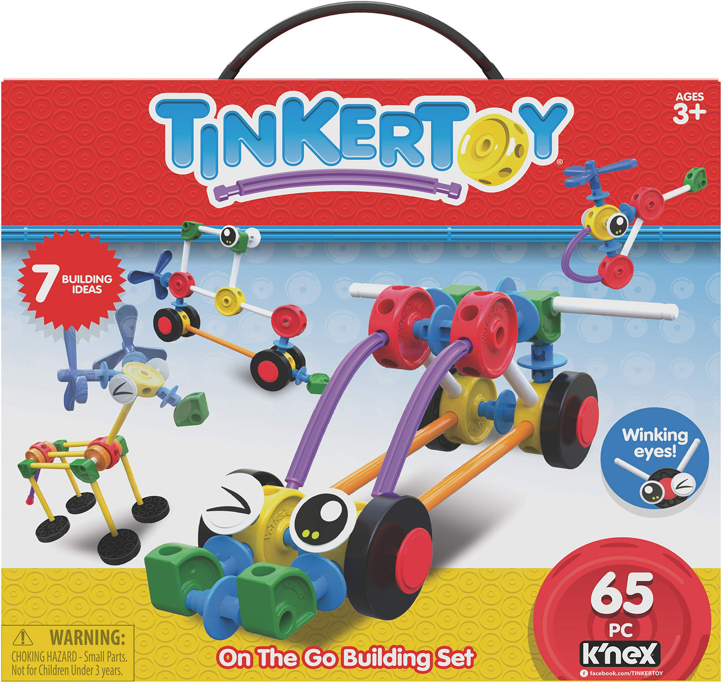 Tinkertoy On The Go Building Set - 65 Parts - Ages 3 & Up - Creative Preschool Toy