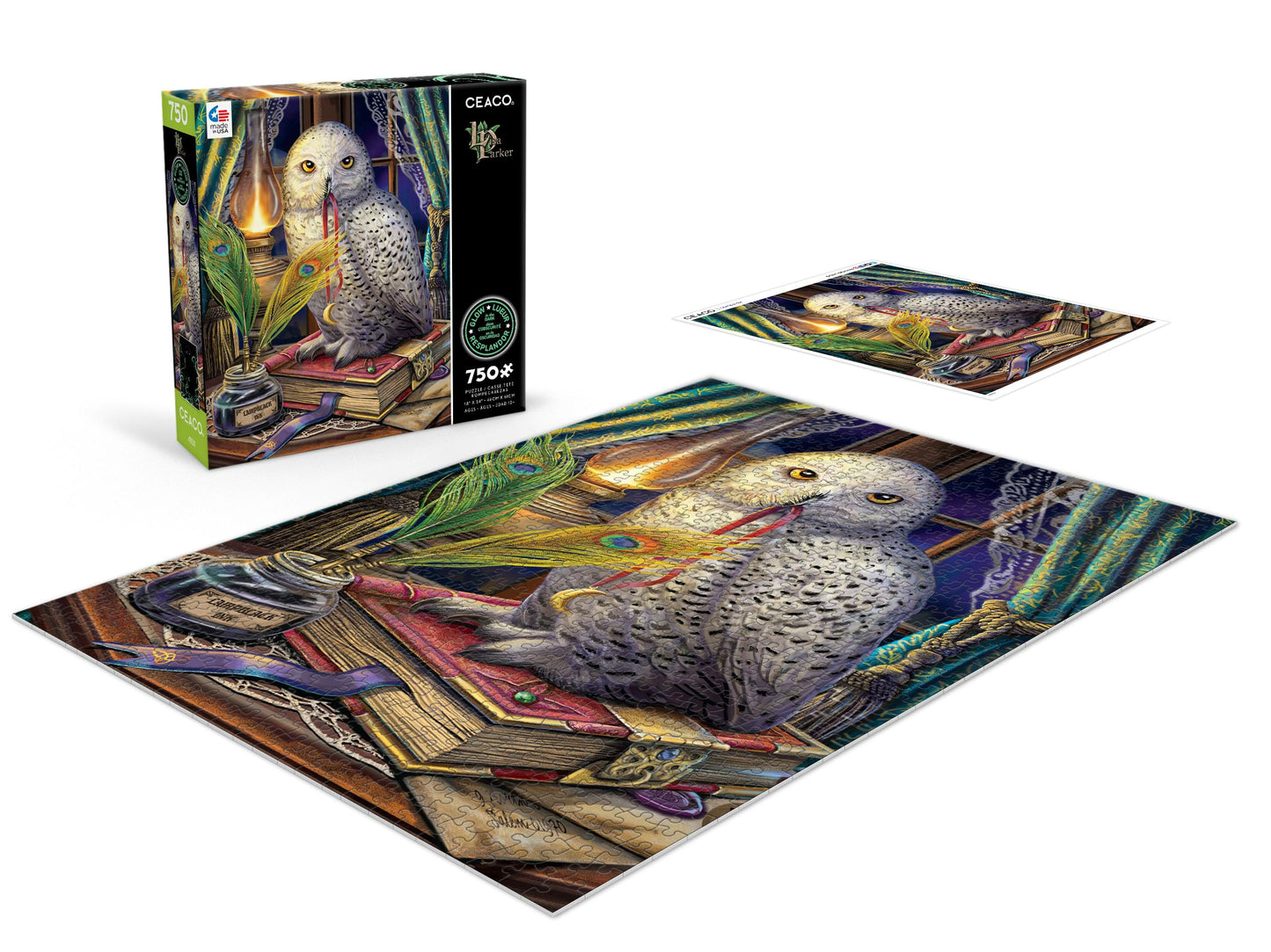 Ceaco - Glow In The Dark - Lisa Parker - Guardian Of Spells Glow - 750 Piece Jigsaw Puzzle