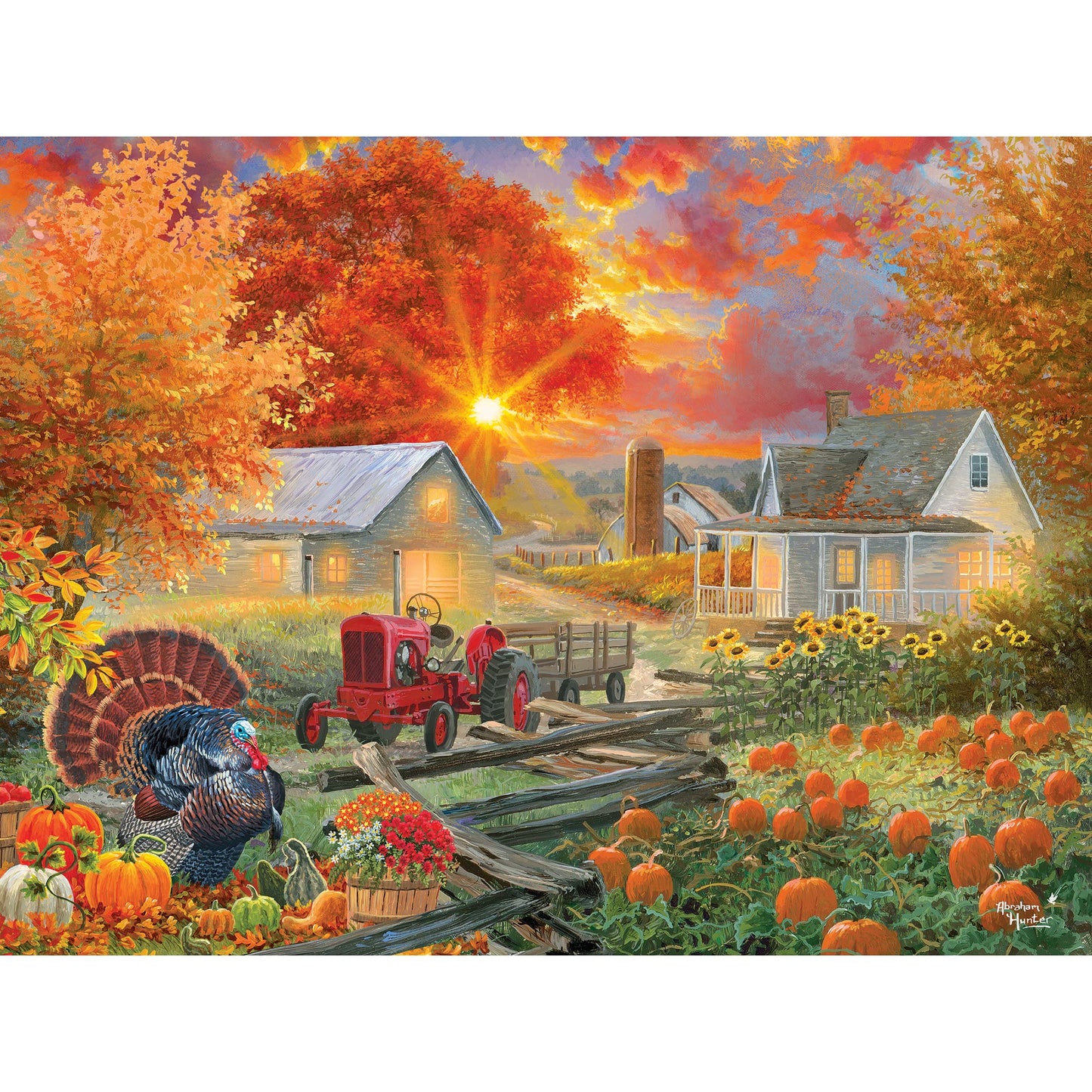 Roseart - Abraham Hunter - The Pumpkin Harvest - 500 Piece Jigsaw Puzzle For Adults