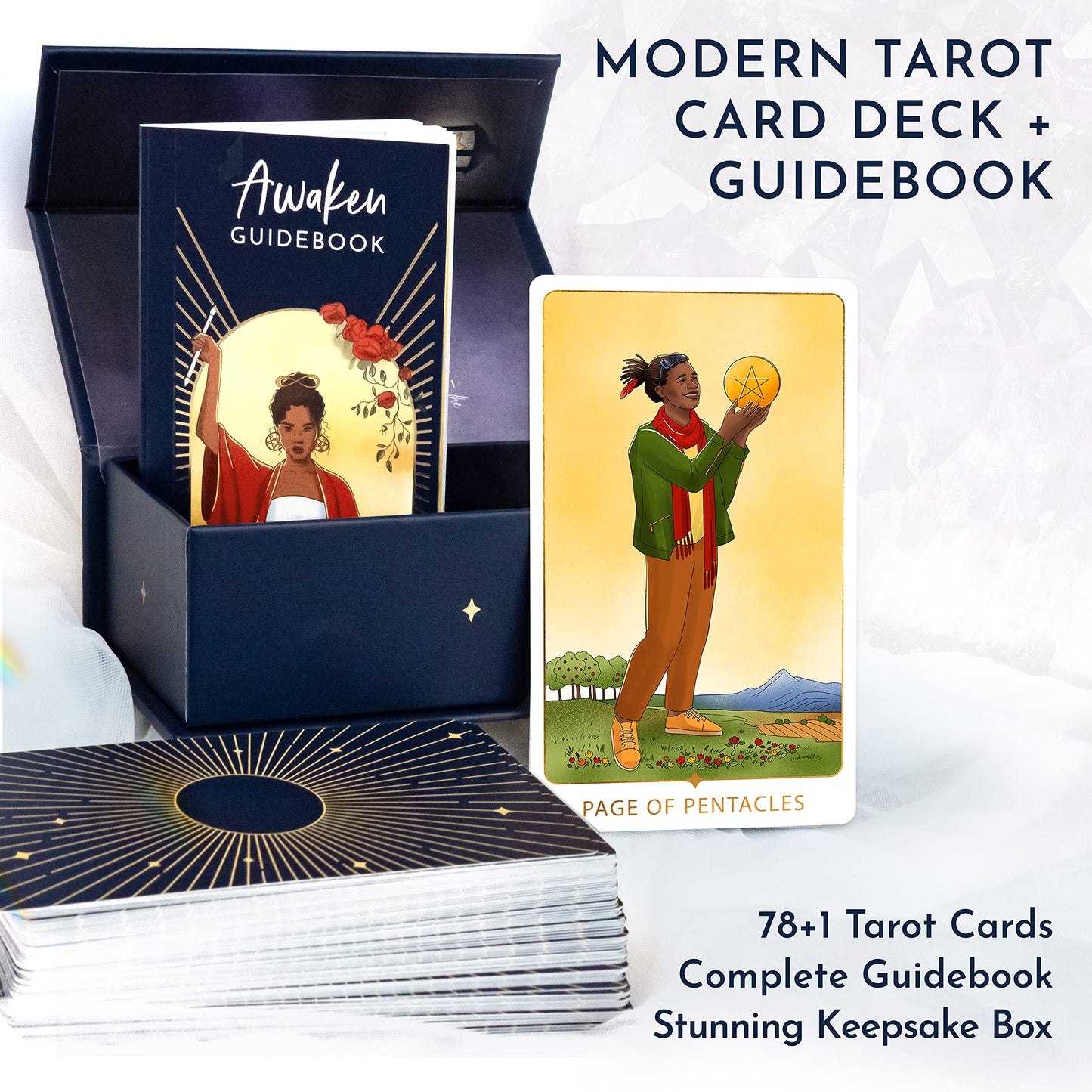 Awaken Tarot Cards With Guide Book - Modern Tarot Deck Inspired By The Rider Waite Tarot Cards For Beginners And Professionals, Beginner Tarot Decks With Guidebook