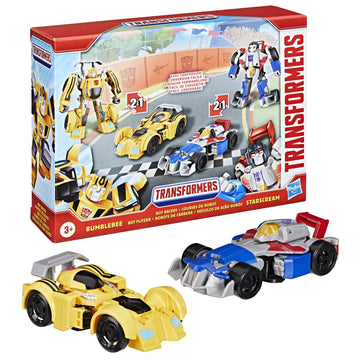 TRANSFORMERS Bumblebee and Starscream Bot Racers Easy to Change from Robot Toys to Car Toys Action Figures for Boys and Girls 3+