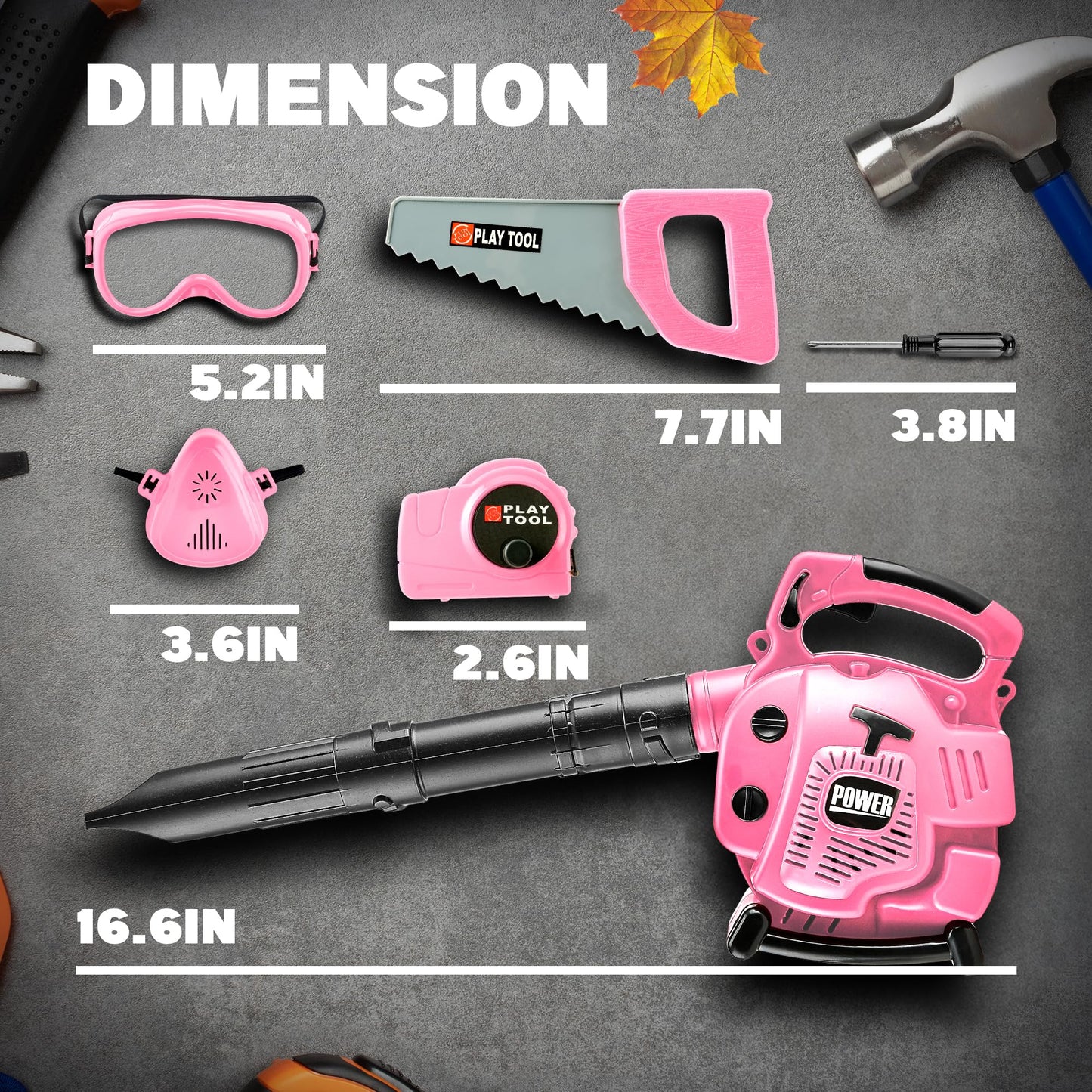 Bellochiddo Toy Leaf Blower - Kids Blower That Really Works With Realistic Sounds And Wind, Pretend Play Series Outdoor Power To
