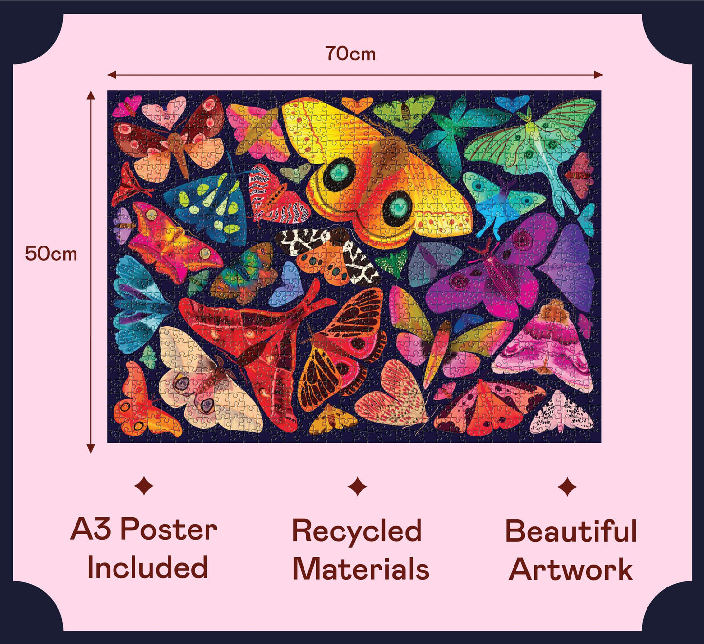 Elena Essex Jigsaw Puzzles - Radiant Jungle, Kites At Dusk, Snowfall (Midnight Moths)