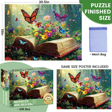 Jigsaw Puzzle 500 Pieces Flowers Book 500 Piece Puzzles for mature-themeds Kids Seniors Recycled Cardboard mature-themed Jigsaw Puzzle 500 Piece Family Activities Great Gift for Family and Friends 20.5 * 15 Inch