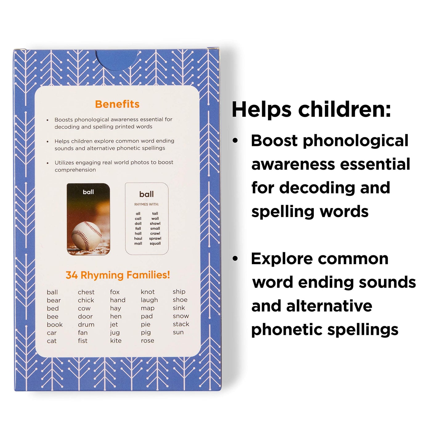 Think Thank Scholar Rhyming Words Flash Cards (Word Family) Ending Sounds/Rhymes - Language, Phonics And Spelling Skills Learning For Kindergarden, 1St, 2Nd, 3Rd Grade. Kids Ages 4, 5, 6, 7 & 8+