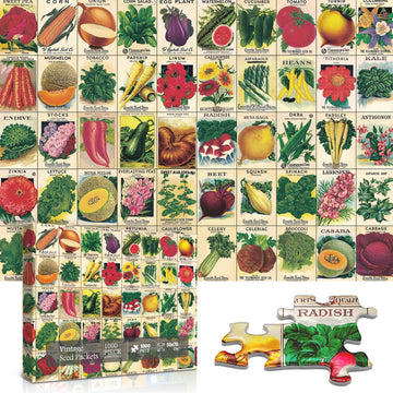 BBOLDIN Vintage Plant Puzzle, 1000 Pieces, Cardboard Jigsaw of Heirloom Seeds, Garden Theme