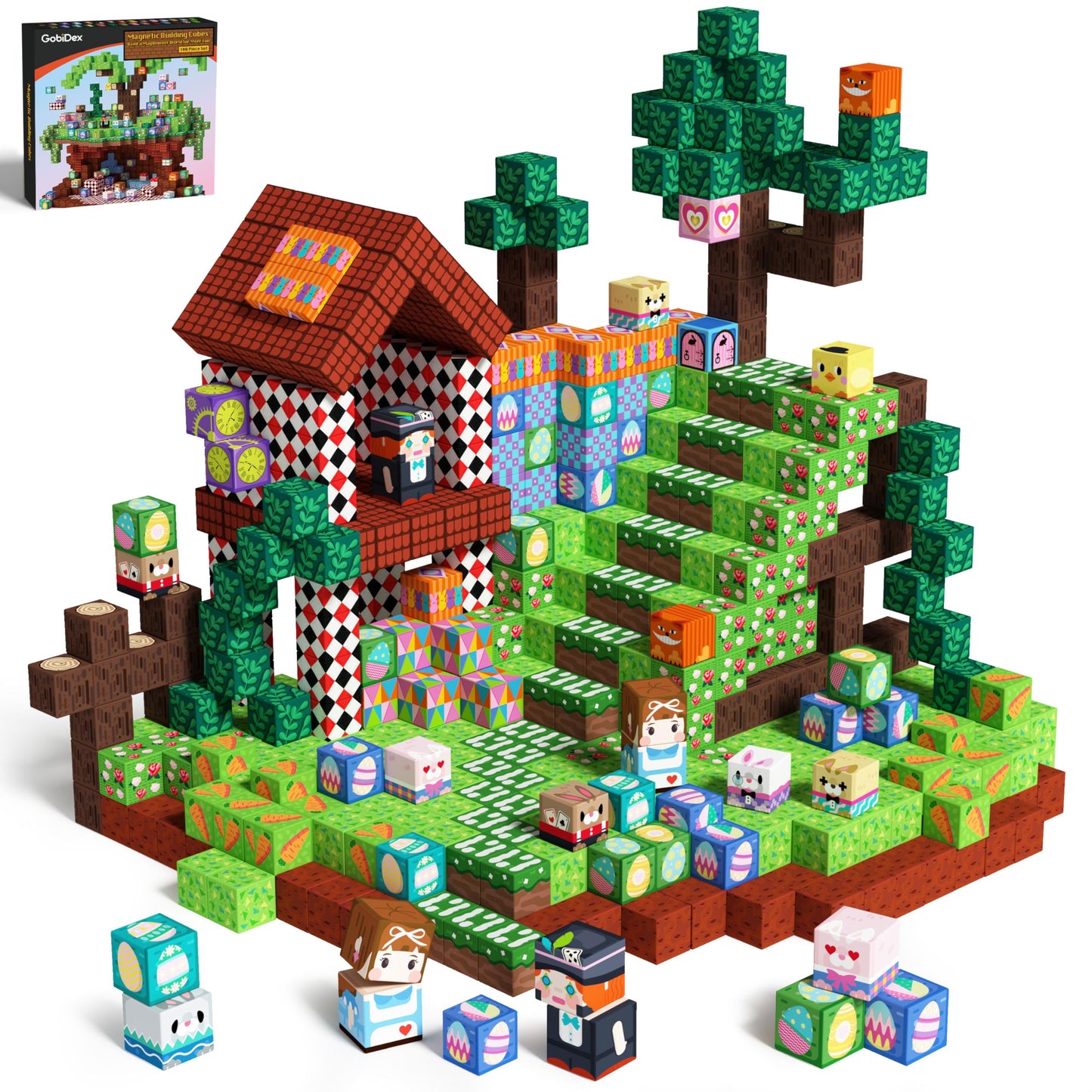 GobiDex 100PCS Magnetic Blocks Building Toys for 3+ Years Old Girls Boys, Game-Based Build MagWonder with Sensory Construction S