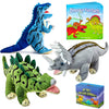 Dazmers Dino Stuffed Animals - 12 Inch Plush Toys with Board Book: Big Colorful Set for Toddlers Ages 1-3. Soft & Cuddly Dinosau