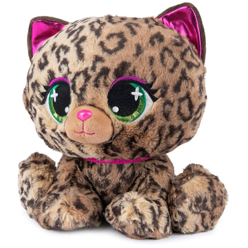 P.Lushes Designer Fashion Pets Sadie Spotson Leopard Cat Plush, Premium Stuffed Animal, Black And Pink, 9