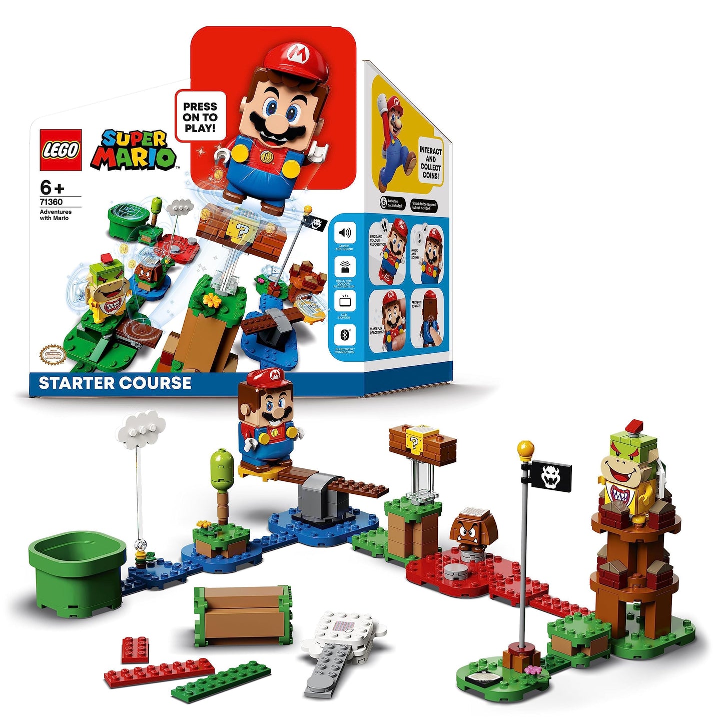 Lego Super Mario Adventures With Mario Starter Course Set, Buildable Toy Game, Collectible Gifts For Kids, Boys & Girls 6 Plus Year Old With Interactive Figure 71360
