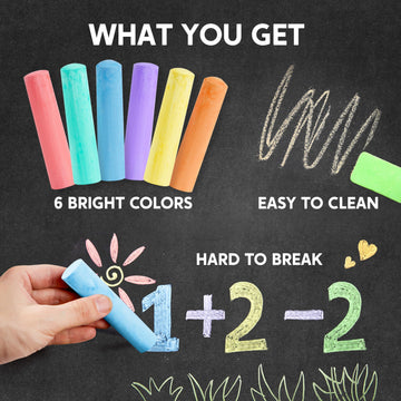 JOYIN 24 PCS Non-Toxic Jumbo Sidewalk Chalk Set for Outdoor Art Play - 6 Colors, Ideal for Schools and Playgrounds, Model 840165801346