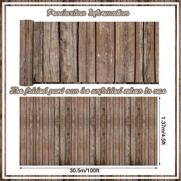 Tiamon 1 Roll Western Party Tablecloth Western Cowboy Party Table Cover Cowboy Theme Plastic Tablecloth Wild West Wood Grain Tab