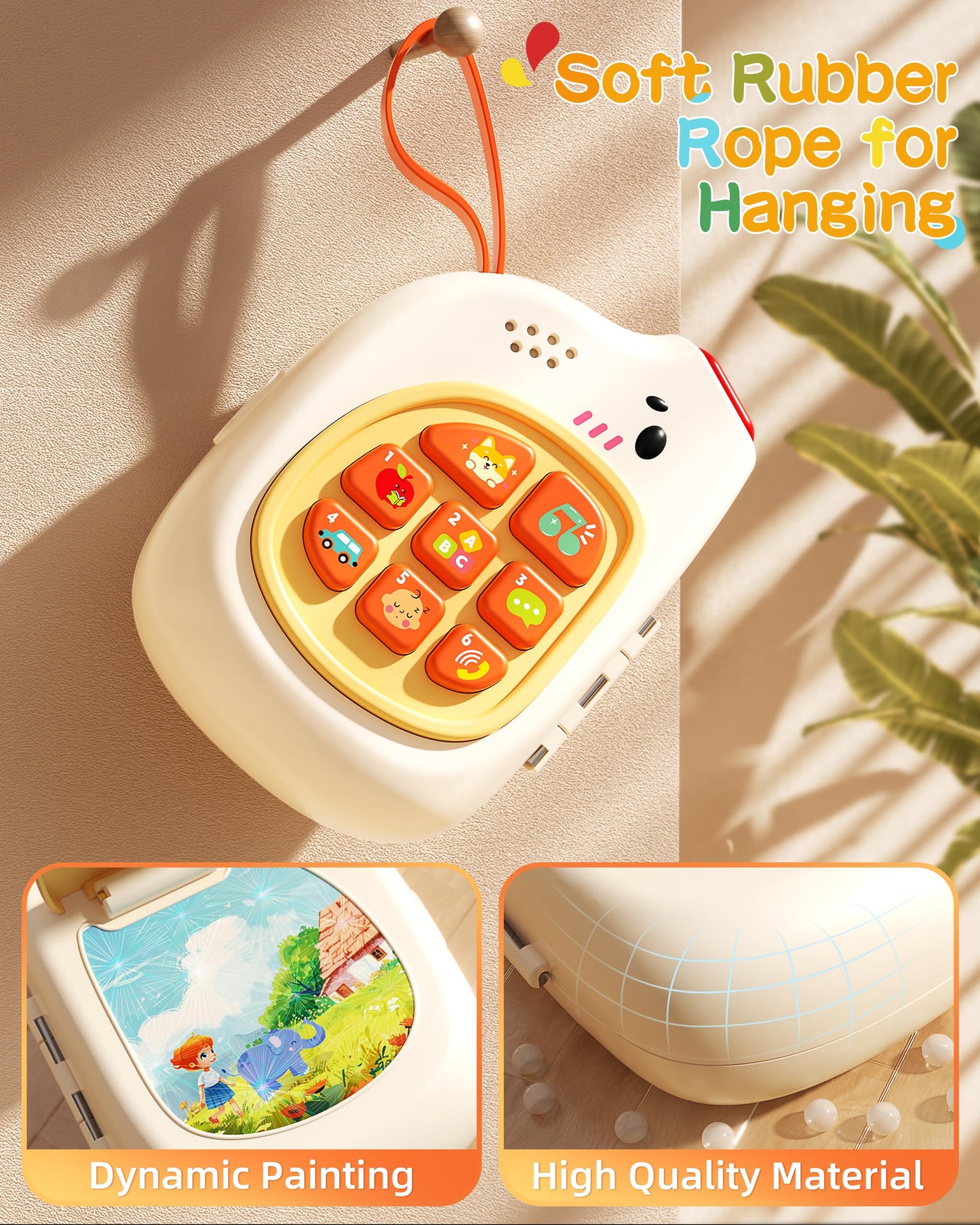 Jovow Baby Phone With Music For Toddler, Montessori Busy Board, Kids Sensory Board, Early Educational Toy For Toddlers 1-3, Moto