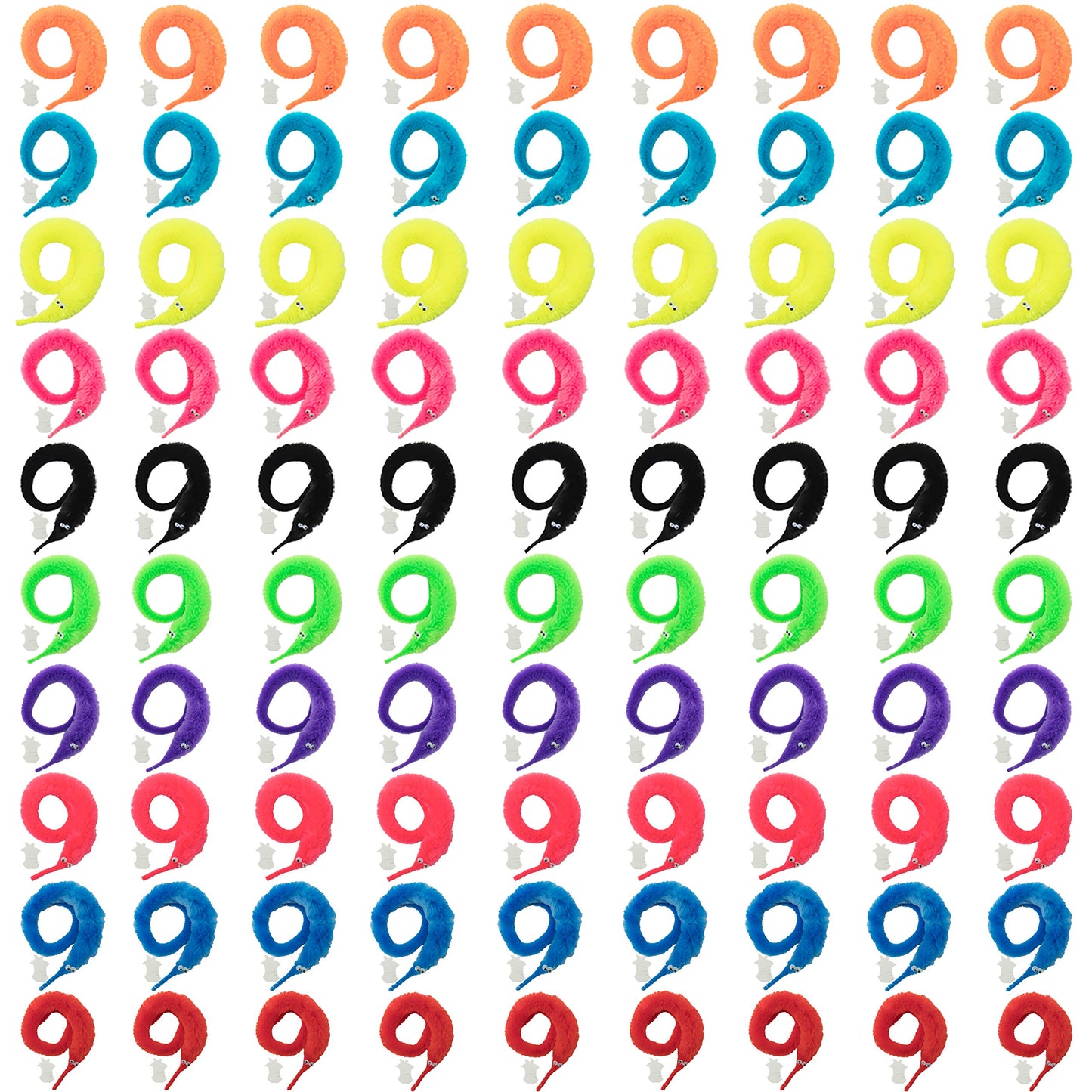 Onest 90 Pieces Magic Worm Toys Wiggly Twisty Fuzzy Worm Toys Carnival Party Favors,10 Colors