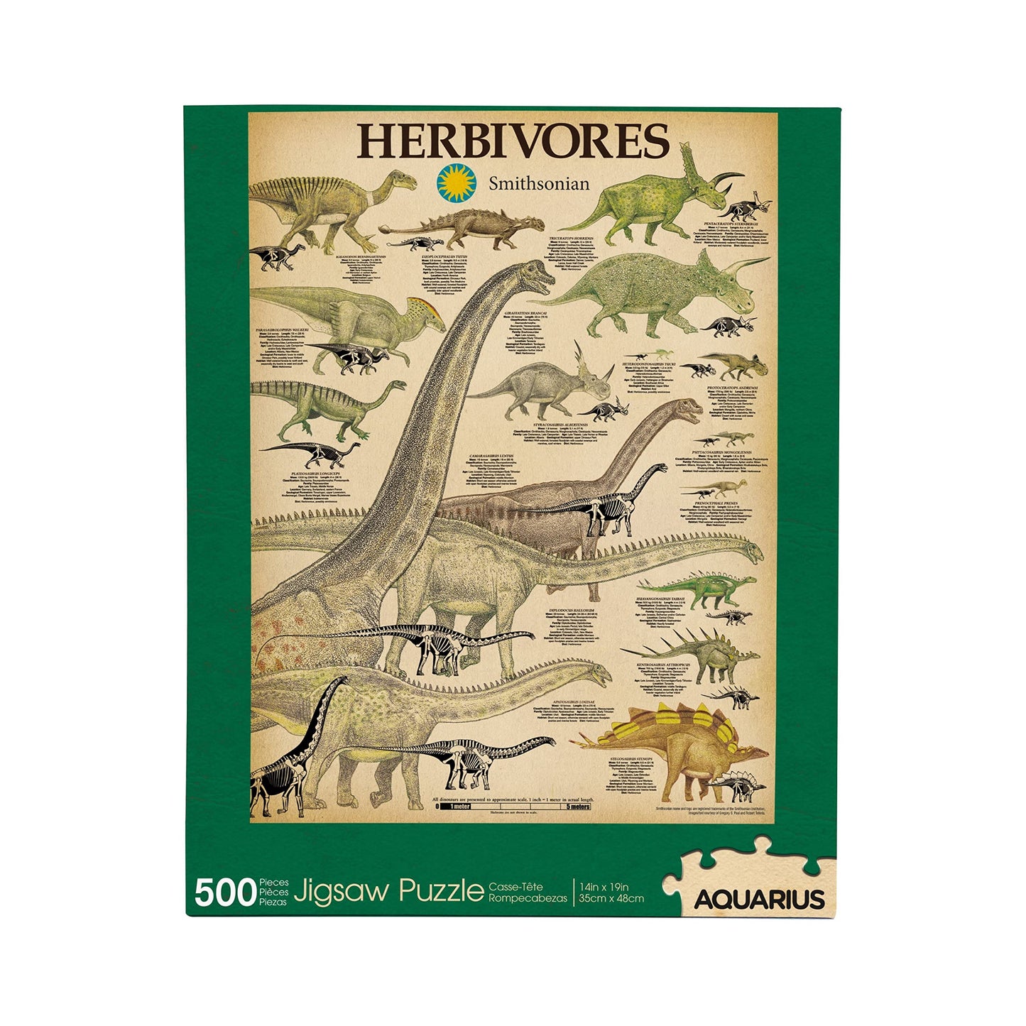 Aquarius Smithsonian Herbivore Dinosaurs Puzzle (500 Piece Jigsaw Puzzle) - Glare Free - Precision Fit - Officially Licensed Smi