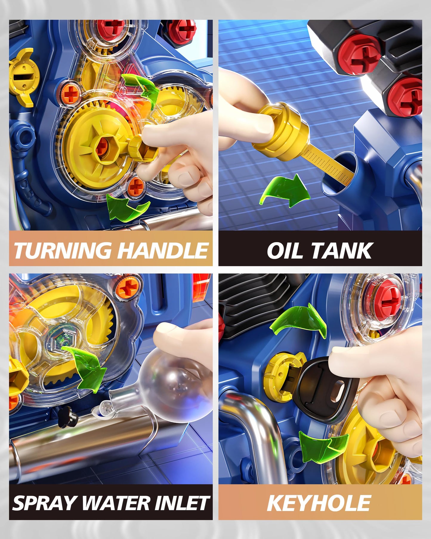 Jovow Engine Building Kit, Kids Mechanic Toys for Motorcycle Engine Toy, STEM Engine Model Kit Toy with Cool Light and Music, Ed
