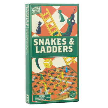 Professor Puzzle; Wooden Snakes & Ladders - Traditional/Classic Wooden Family Board Game Snakes And Ladders.