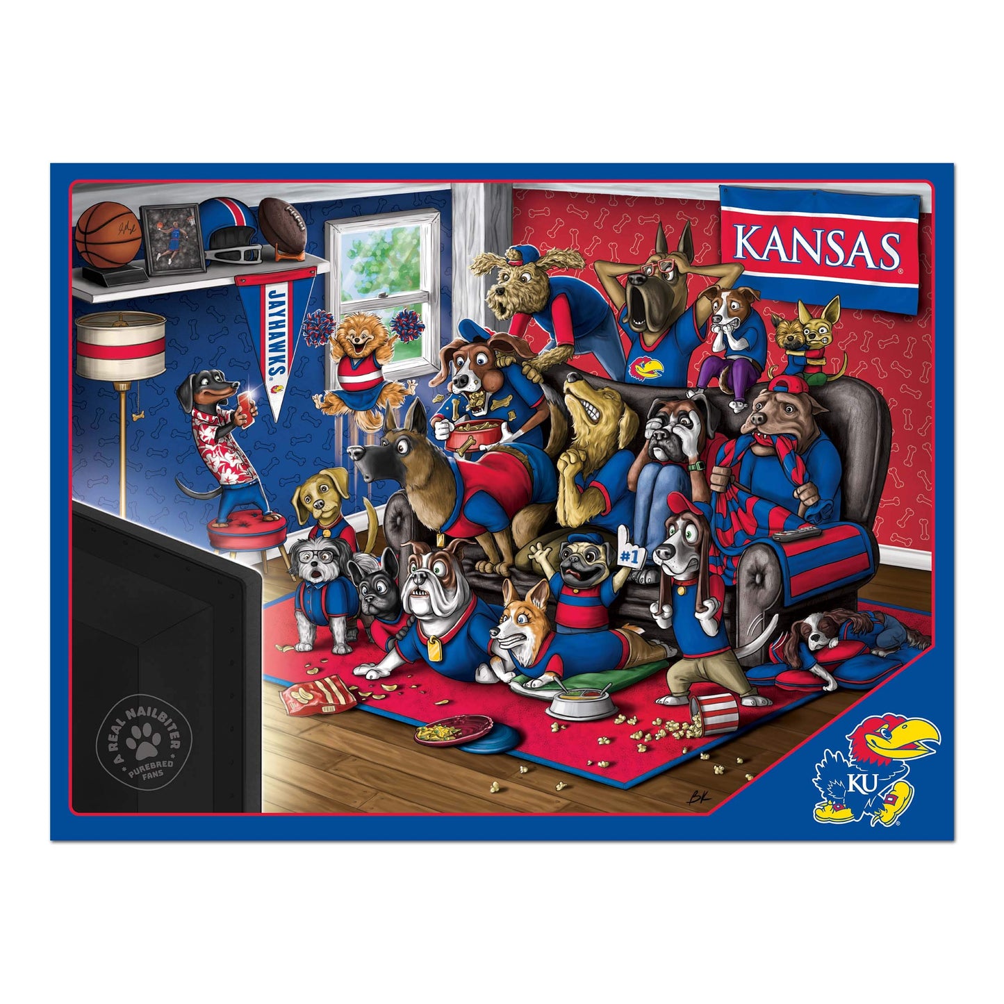 Youthefan Ncaa Kansas Jayhawks Purebred Fans 500Pc Puzzle - A Real Nailbiter
