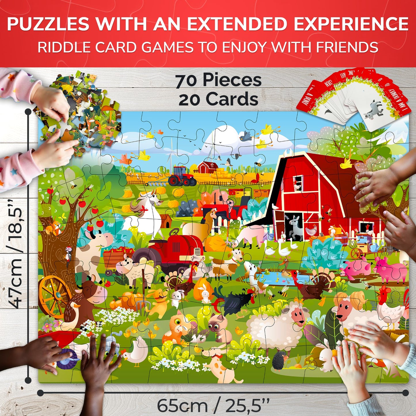 Quokka Search And Find Puzzles For Kids Ages 4-6 - Riddle Kids Puzzles 6-8 Years Old - 70 Unique Pcs | 20 Illustrated Guessing Cards | Engaging Children Themes - Farm Puzzle Gift For Toddlers 3-5