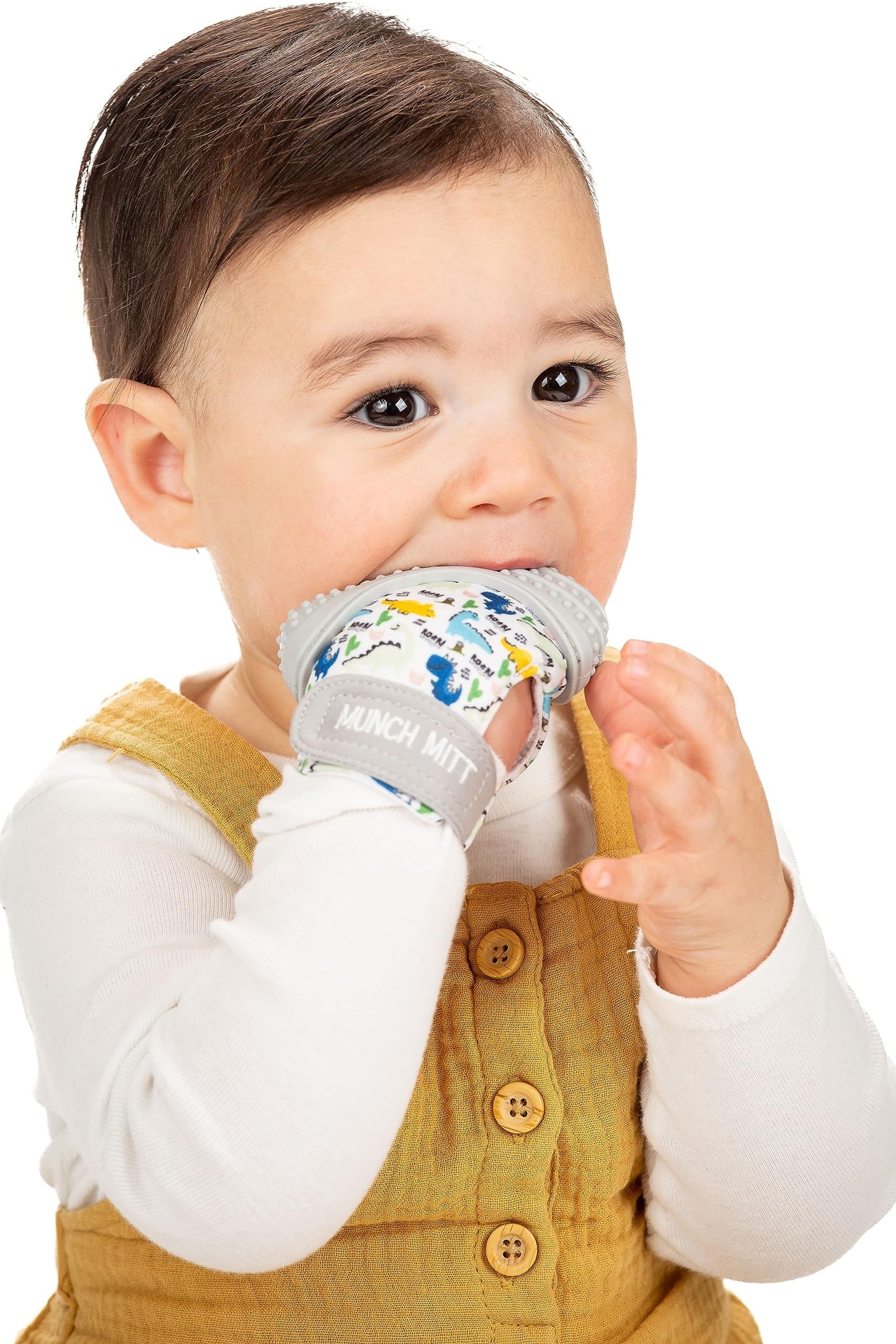Malarkey Kids Teething Mitten - Silicone Baby Chew Toy, 1 Count, Dino Roar, Heals Gums & Promotes Stimulation