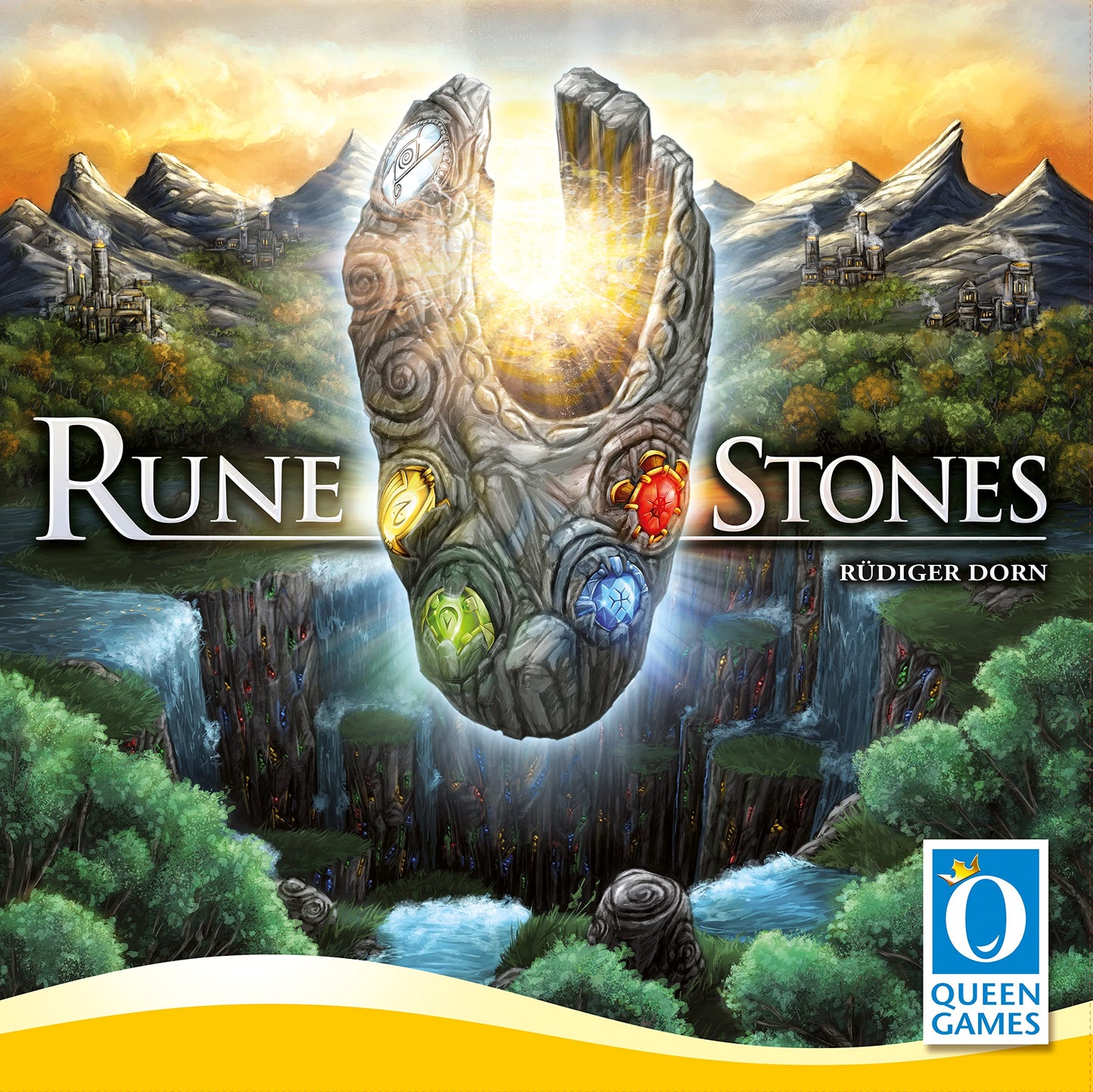 Queen Games Rune Stones Strategy Board Game, 2-4 Players, Family, Adults, Kids Ages 12+, Fantasy Strategy Game