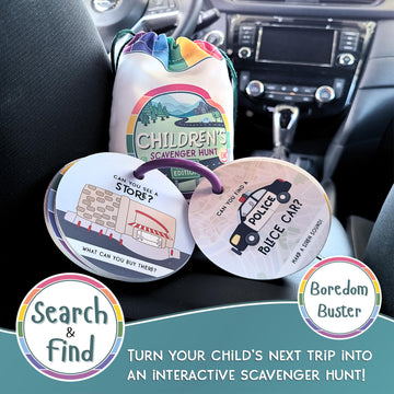 LMC Products Children's Scavenger Hunt Cards - Educational Games for Ages 2+ - Travel Edition - 3.5"x3.5"x1.5" - Plastic